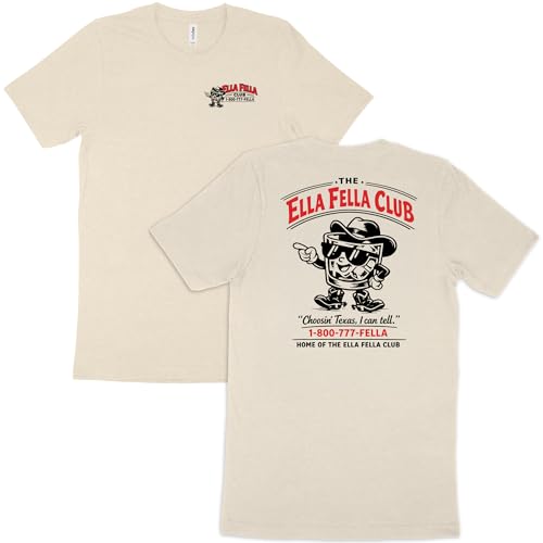 Ella Fellas Shirt for Men - Funny Vintage Western Whiskey Cowboy Mascot Graphic Tee Bourbon Country Bar Gift (US Alpha Medium Regular Regular) Natural