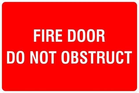 Fire Door Do Not Obstruct Rust Free Aluminum Tin Sign - Warning Decor with Pre-Drilled Holes for Indoor-Outdoor Hospital Corridor, Mall Fire Exit, Office Hallway - 8x12 Inch​