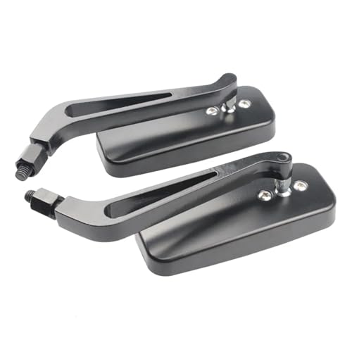 Espejo retrovisor de aluminio para motocicleta custom rectangular antivibración con lente azul 4