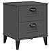 Industrial Nightstand with Drawers, White Engineered Wood Bedside Table for Modern Bedroom Storage and Organization Anthracite Gray, 13.8 x 15.7 x 18.9 in