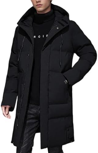 Gihuo Mens Long Puffer Jacket Winter Warm Hooded Outerwear Quilted Jacket Zip Up Padded Coats Outerwear