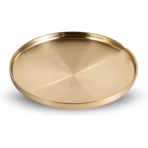 Alpertie 7.5" Stainless Steel Dinner Plate, Metal Round Dinner Plate Dishes Double Layered Serving Plates Reusable for Home,Outdoor Camping, Snack,BBQ Cover