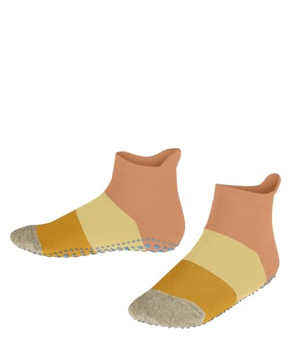 FALKE Colour Block K Hp algodón puños en la suela 1 par, Calcetines para casa Unisex niños, Naranja Peach 8766, 27/30 EU