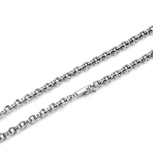 Collier chaîne Om Mani Padme Hum KnSam argent 5mm pour homme look hip-hop