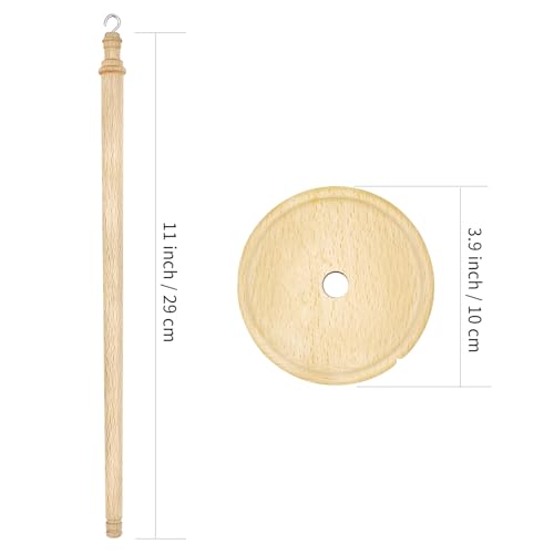 HAND U JOURNEY Premium Beech Wood Top Whorl Drop Spindle for Hand Spinning – 11\" Shaft, 3.9\" Whorl Diameter | Ideal for Beginners & Advanced Users | 1 Pc Fiber Spindle