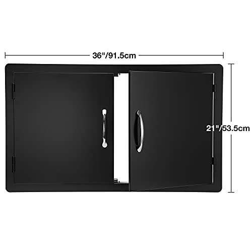 Stanbroil Outdoor Kitchen Doors 36W x 21H Inch BBQ Access Door - Wall Construction Vertical Double Door Flush Mount for Outdoor Kitchen Grilling Station or Commercial BBQ Island - Black by Stanbroil - Image 2