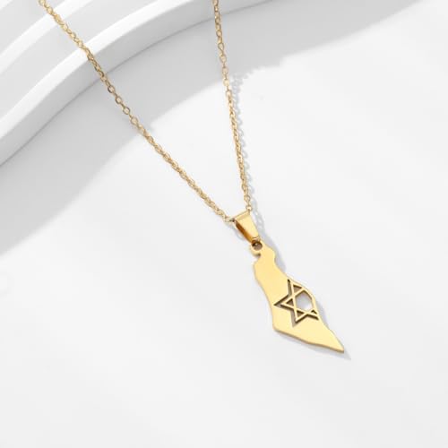 Stainless Steel Megan David Necklace for Women | Menorah | Hebrew Chai Charm Choker | Map Of Israel | Jewish Symbol Protection Jewelry Include a Gift Box2