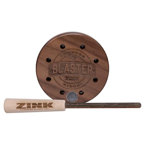 Zink Thunder Ridge Blaster Pot Call for Turkey Hunting | Hand-Built Hand-Tuned Traditional Friction-Style Turkey Call for Hunting | Durable Walnut & Textured Aluminum Bird Call
