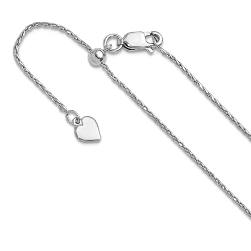 Chaîne Spiga réglable en argent 925 de 1,1 mm de diamètre et 76 cm pour collier homme et femme
