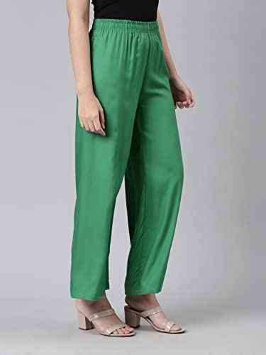 Image of GO COLORS Soft Viscose Basic Palazzo Full Length for Women| Breathable, Mid Rise, Relaxed Fit