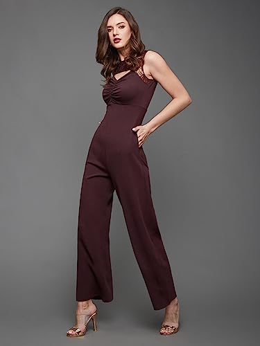 Image of Miss Chase Women's Keyhole Neck Regular Sleeve Regular Length Jumpsuit with Pockets