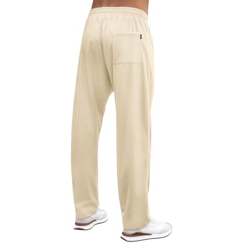 Mens Corduroy Casual Pants Joggers Cargo Pants Drawstring Elastic Waist Baggy Sweatpants with Pockets2