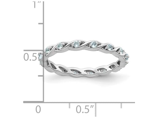 1/5 Carat (ctw) Light Aquamarine Eternity Band Ring in Sterling Silver2