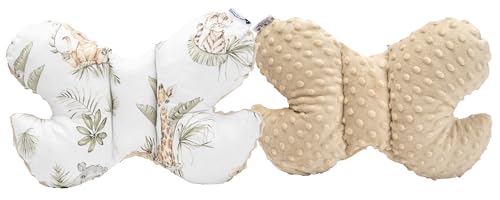 Medi Partners Almohada para bebé Mariposa 100% Algodón Minky Soporte para el Cuello niños Cochecito Viajes Dormir Almohada Rollo de repetición