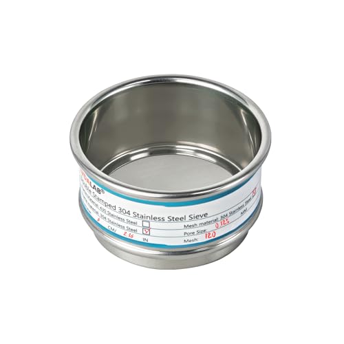 Full 304 Stainless Steel Mesh Sieve Screen, LVDALAB 120 Mesh (0.125mm) Aperture, 2.4inch(6CM) Dia Standard Sample Analysis Test Sieves Sifters Strainer for Industrial Laboratory Homes