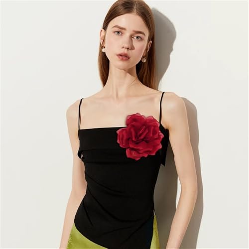 Image of Flash Camellia Flower Brooch Pin for Women Men Elegant Texture Fabric Dahlia Rose Floral Brooches Lapel Pins Dainty Wedding Holiday Party Costume Dress Accessories Jewelry