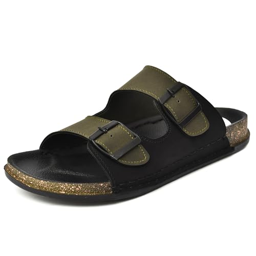 G L Trend Men Double-Strap Waterproof Sandal Slippers with Metal Accent Waterproof Sandal Slipper