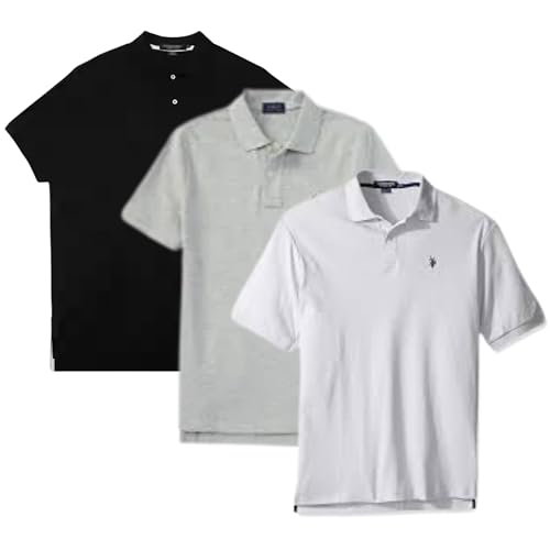 U.S. Polo Assn. Men's Solid Short Sleeve Interlock Polo Shirt, Golf Shirts for Men, Business Casual Polos