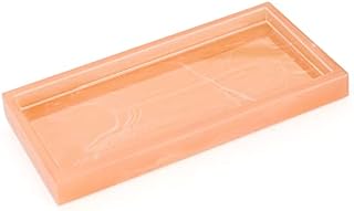 Belle Vous Pink Cosmetic Tray with Marble Pattern - 20.1 x 10 x 2.2cm / 7.91 x 3.94 x 0.87 inches - Resin Jewelry Ring Dish Vanity Tray for Bathroom, Kitchen & Dresser, Perfume, Soap & Candle