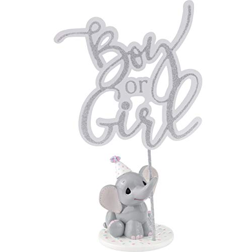 Precious Moments Elephant Gender Reveal Cake Topper Resin/Acrylic 183404 Figurine, One Size, Multi, 4 Each #TOP26
