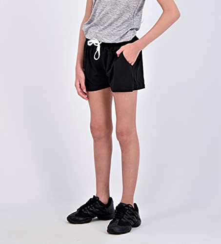 Real Essentials 4 Pack: Girls Active Athletic Performance Dry Fit Short Running Sports Shorts Soccer Tennis Summer Basketball Lounge Casual Sleep Bottoms Gym Workout Kids Dolphin - St 1,Lg (14) #TOP1