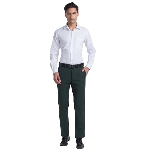 Image of Raymond Slim Fit Poly Viscose Blend Structure Pattern Flat Front Formal Trouser