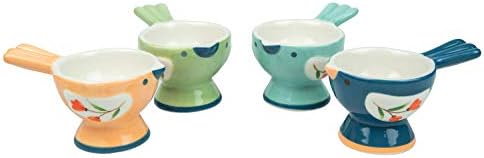 WD-Set of 4 Pcs Cute Bird Shape Ceramic soft or Hard boiled egg cup holder (Egg holder) - for Breakfast Brunch,kitchenware, home kitchen decoration or even a gift mix color with cutely package.