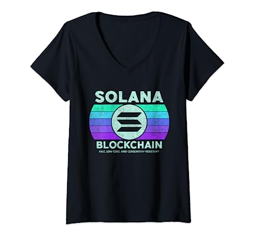 Rétro Solana SOL Coin Blockchain | Solana Crypto Vintage T-Shirt avec Col en V