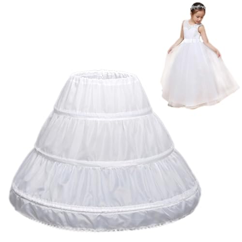 Bavooty Petticoat Reifrock,Mädchen Reifrock,3 Creolen,Reifrock Mädchen Unterrock,Petticoat Unterrock,Halber Slip für Prinzessin Kleid/Rockabilly/Brautkleid,Weiß,65CM