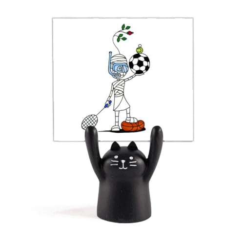 Support mémo ballon de football motif chat noir pince note bureau