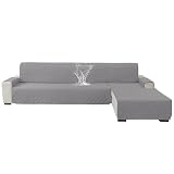 Ystyle 100% Wasserdicht Couch Überzug L Form 2 Sitzer, Sofa Cover L Shape Reversibel Universal, Gesteppte Sofa Überzug Ecksofa rutschfest, Couch Bezug Ecksofa Ratzfest Waschbar, Hellgrau