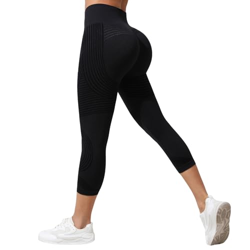 YHHRJAI Leggings Mujer 3/4 Leggins Anticeluliticos Push Up Cintura Alta sin Costuras Mallas Deporte Leggings Antirozaduras Compresión Circulacion Lipedema Pantalones Yoga Fitness Running