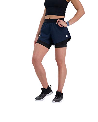 WOLACO Women's Grand 2-in-1 Gym Shorts, Athletic Breathable Workout Training Shorts with Pockets