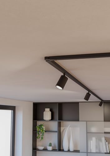 EGLO Zubehör für Schienensystem Easy Track, Eckverbinder 75-180° Winkel, verstellbarer Verbinder für Schienenleiste, Accessoire Lichtschiene Decke, Kunststoff in Schwarz