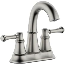 Brushed Nickel 4 Inch Bathroom Faucet,2 Handle Bathroom Sink Faucet with Pop up Drain,Centerset Bathroom Lavatory Faucet,LF-6208-BN