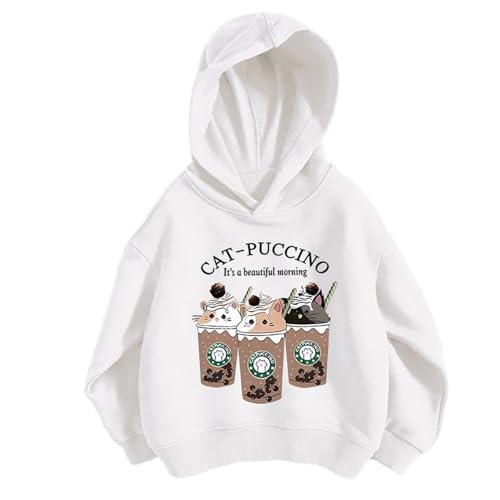 Sudaderas con capucha para niñas para uso diario, trajes casuales, actividades al aire libre, perfectas para niños de 3 a 12 años, diseño holgado, ideal para suéteres de primavera y niñas, Blanco, 9