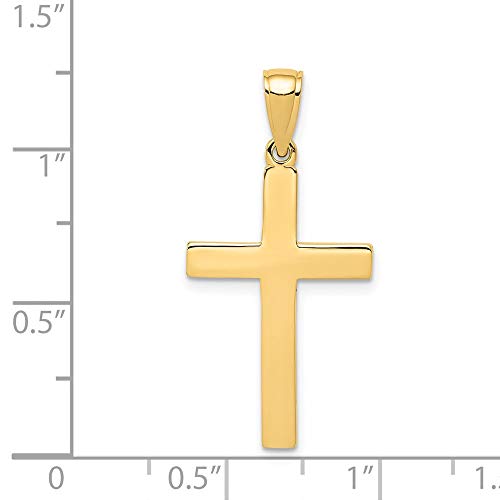 14k Yellow Gold Cross Pendants and Charm | Religious Charms | Cross Pendants | Latin Cross Pendant (Weight: 1.59 GM, Length : 31.5 MM, Width: 15.5 MM, Bail Length: 7 MM, Bail Width: 5 MM)2