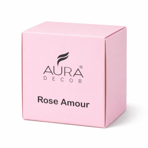 Image of Aura Decor Rose Amour Scented Candle | Luxury Rose Fragrance Candle with Bulgarian Rose, Vanilla & Cashmere Woods | Premium Glass Jar Aromatherapy Candle for Home Decor, Bedroom, Romance & Gifting