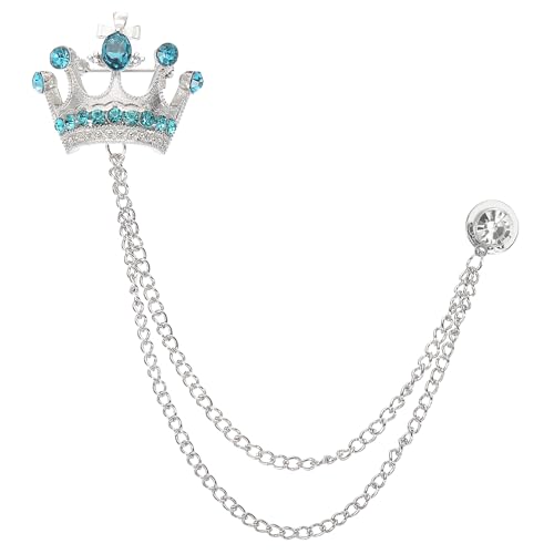 Image of PATIKIL Crown Hanging Chain Brooch Pins | Rhinestone Suit Pins Fashion Crystal Lapel Pins for Women Men