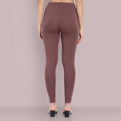 Image of ONE SKY Women Full Length Leggings | Cotton Modal Spandex Blend | High Waist Stretchable & Bio-Washed Fabric | Colour-Lock Technology | Comfortable Leggings for Women