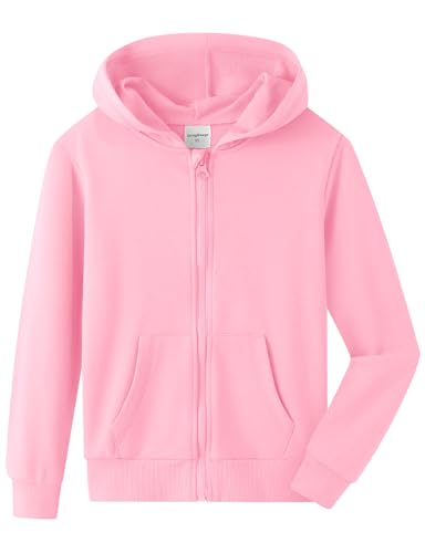 Image of Spring&Gege Boys Zip up Hoodie Soft Solid Classic Full Zip Hooded Sweatshirts for Kids (3-14 Years)