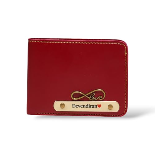 Image of Thebaegift Men's Personalized Wallet I Customized Slim Stylish Leather Purse with Name & Charm I Unique Birthday Anniversary Gift for Men Boy Love Husband Employees Clients (Wine Vegan)