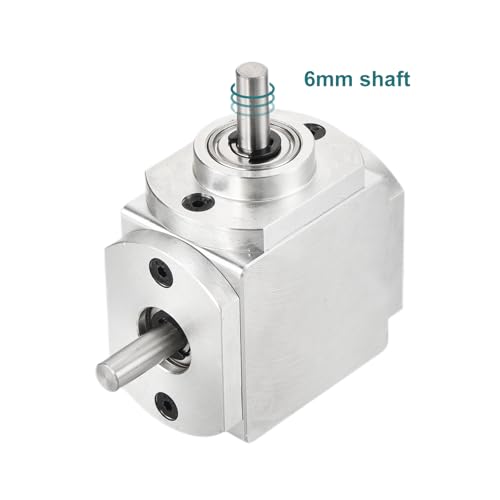 Image of uxcell Gear Box 90 Degree Right Angle Bevel Gearbox 1:1 Left Single Output Shaft 1 Module 20 Teeth Bevel Gear Aluminum Frame Simple Mechanical DIY Module 6mm Shaft,66x66x30mm(LxWxH)