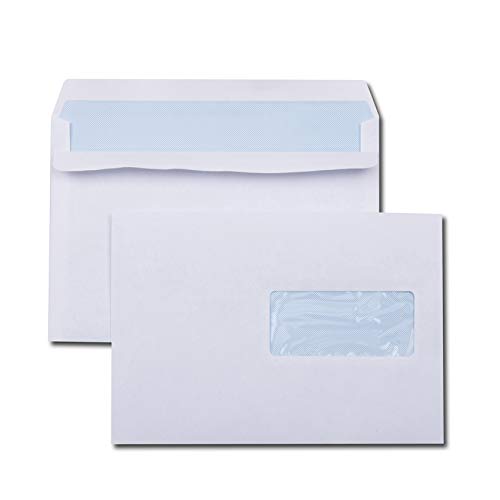 GPV - Boite de 500 Enveloppes - Format C5 (162x229 mm), fenêtre de 45x100 mm, qualité papier blanc : 80 g/m2 - Certifié PEFC
