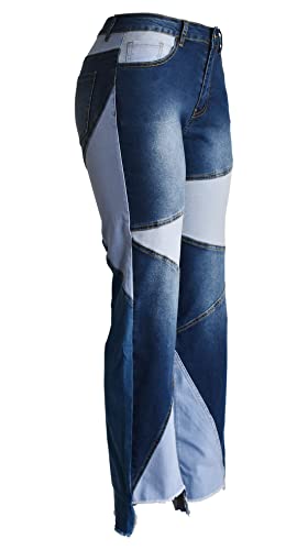 Women Straight Leg High Waist Patch Jeans Pants Stretchy Y2K Boyfriend