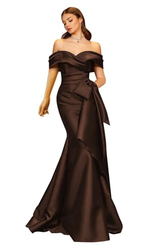 Mermaid Satin Prom Dress for Women 2025 Off The Shoulder Evening ...