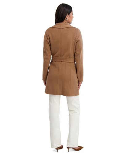 Image of TAHARI Women's Double-faced Luxury Soft Wool Blend Peacoat- Wrap Wool Coat With Removable Belt
