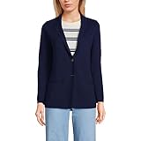Reverskragen Lands\' End Damenblazer aus feiner Baumwolle mit Knopfleiste vorne, Deep Sea Navy, X-Large Plus