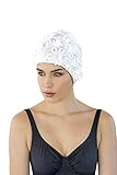 Talla única. Fashy Flowers - Gorro de baño con Flores, Color Blanco