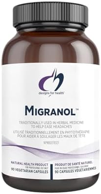 Designs for Health Migranol - Feverfew Supplement with Magnesium Malate, Curcumin (Turmeric) Extract, Rosemary + B2 Riboflavin - Non-GMO + Gluten Free (90 Capsules)
